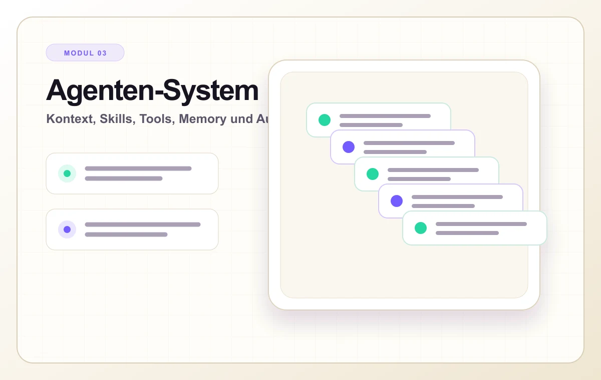 Helles Kursvisual zum Agentensystem mit fünf Schichten.